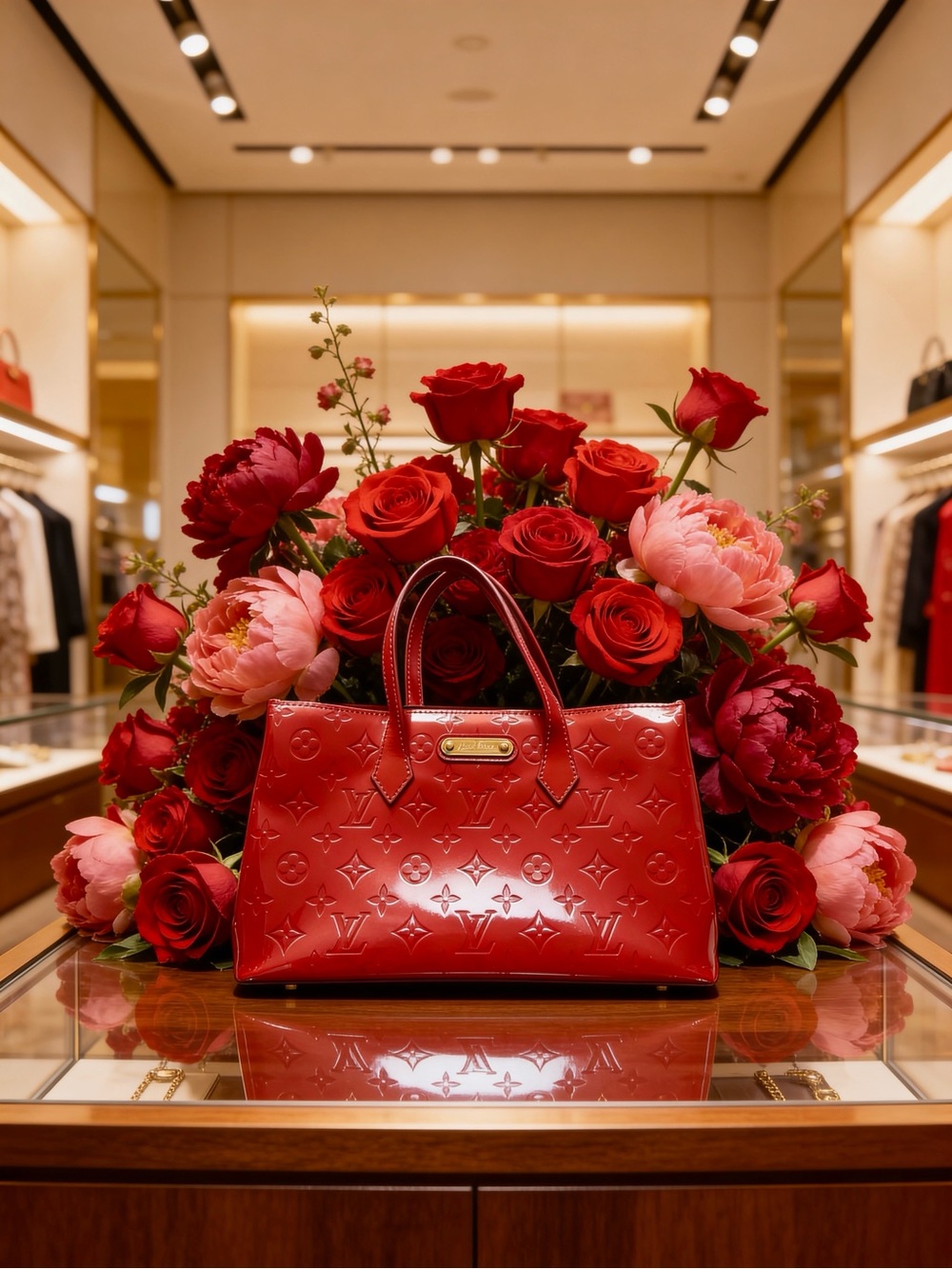 Louis Vuitton Red Vernis LV Wilshire Boulevard PM Tote with Monogram - Picture 1 of 6